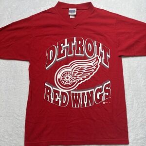 Vintage 99 Detroit Red Wings NHL Medium Jersey Style T-Shirt 100% Cotton Hockey